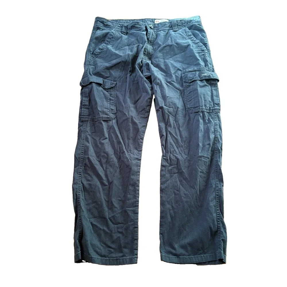 Wrangler Men's Cargo Pants 38x30 Black Relaxed Fit Cotton Work Utility